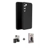 MARSİLYAN™- Galaxy S24 Kılıf Kozmos Yansıma Özel Seri - Siyah Bilvis Hayalet Cam Ekran Koruyucu + PVD Metal Kamera Lens - DNMR
