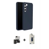 MARSİLYAN™- Galaxy S24 Kılıf Kozmos Yansıma Özel Seri - Siyah Bilvis Hayalet Cam Ekran Koruyucu + PVD Metal Kamera Lens - TNGI