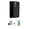 MARSİLYAN™- Galaxy S24 Kılıf Kozmos Yansıma Özel Seri - Siyah Polymer Nano Ekran Koruyucu + Bilvis Titan Kamera Lens - GD