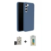 MARSİLYAN™- Galaxy S24 Kılıf Kozmos Yansıma Özel Seri - Siyah Polymer Nano Ekran Koruyucu + Derin Mor Bilvis Titan Kamera Lens