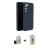 MARSİLYAN™- Galaxy S24 Kılıf Kozmos Yansıma Özel Seri - Siyah Polymer Nano Ekran Koruyucu + Siyah Bilvis Titan Kamera Lens