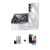 MARSİLYAN™- Galaxy S24 Kılıf Nova Doku - Siyah 3D Antistatik Mat Seramik Nano Ekran Koruyucu + Bilvis Titan Kamera Lens - SH