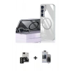 MARSİLYAN™- Galaxy S24 Kılıf Nova Doku - Siyah Vanessa Magic Hayalet Cam + PVD Metal Kamera Lens - SH
