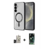 MARSİLYAN™- Galaxy S24 Kılıf Nova Işık Özel Seri - Şeffaf 360 Full Body Arka Koruyucu + Bilvis Titan Kamera Lens - DNMR