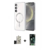 MARSİLYAN™- Galaxy S24 Kılıf Nova Işık Özel Seri - Şeffaf 360 Full Body Arka Koruyucu + Bilvis Titan Kamera Lens - SH