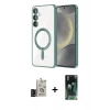 MARSİLYAN™- Galaxy S24 Kılıf Nova Işık Özel Seri - Şeffaf 360 Full Body Arka Koruyucu + Bilvis Titan Kamera Lens - SH