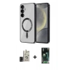 MARSİLYAN™- Galaxy S24 Kılıf Nova Işık Özel Seri - Şeffaf 360 Full Body Arka Koruyucu + Bilvis Titan Kamera Lens - SH