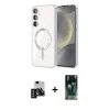 MARSİLYAN™- Galaxy S24 Kılıf Nova Işık Özel Seri - Şeffaf 360 Full Body Arka Koruyucu + PVD Metal Kamera Lens - SH
