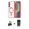 MARSİLYAN™- Galaxy S24 Kılıf Nova Işık Özel Seri - Şeffaf 360 Full Body Arka Koruyucu + PVD Metal Kamera Lens - SH