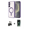 MARSİLYAN™- Galaxy S24 Kılıf Nova Işık Özel Seri - Şeffaf 360 Full Body Arka Koruyucu + PVD Metal Kamera Lens - SH