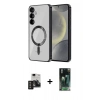 MARSİLYAN™- Galaxy S24 Kılıf Nova Işık Özel Seri - Şeffaf 360 Full Body Arka Koruyucu + PVD Metal Kamera Lens - TNGI