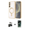 MARSİLYAN™- Galaxy S24 Kılıf Nova Işık Özel Seri - Şeffaf 360 Full Body Arka Koruyucu + PVD Metal Kamera Lens - TNGI