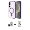 MARSİLYAN™- Galaxy S24 Kılıf Nova Işık Özel Seri - Şeffaf Pasifik Cam Ekran Koruyucu + Bilvis Titan Kamera Lens - SH