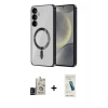 MARSİLYAN™- Galaxy S24 Kılıf Nova Işık Özel Seri - Şeffaf Pasifik Cam Ekran Koruyucu + Bilvis Titan Kamera Lens - SH