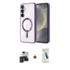 MARSİLYAN™- Galaxy S24 Kılıf Nova Işık Özel Seri - Şeffaf Pasifik Cam Ekran Koruyucu + PVD Metal Kamera Lens - DNMR