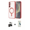 MARSİLYAN™- Galaxy S24 Kılıf Nova Işık Özel Seri - Şeffaf Pasifik Cam Ekran Koruyucu + PVD Metal Kamera Lens - DNMR