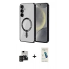 MARSİLYAN™- Galaxy S24 Kılıf Nova Işık Özel Seri - Şeffaf Pasifik Cam Ekran Koruyucu + PVD Metal Kamera Lens - SH