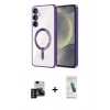 MARSİLYAN™- Galaxy S24 Kılıf Nova Işık Özel Seri - Şeffaf Pasifik Cam Ekran Koruyucu + PVD Metal Kamera Lens - SH
