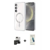MARSİLYAN™- Galaxy S24 Kılıf Nova Işık Özel Seri - Şeffaf Pasifik Cam Ekran Koruyucu + PVD Metal Kamera Lens - SH