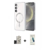 MARSİLYAN™- Galaxy S24 Kılıf Nova Işık Özel Seri - Şeffaf Pasifik Cam Ekran Koruyucu + Bilvis Titan Kamera Lens - TMGI