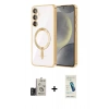 MARSİLYAN™- Galaxy S24 Kılıf Nova Işık Özel Seri - Şeffaf Pasifik Cam Ekran Koruyucu + Bilvis Titan Kamera Lens - TMGI