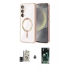 MARSİLYAN™- Galaxy S24 Kılıf Nova Işık Özel Seri - Siyah 360 Mat Full Body Arka Koruyucu + Bilvis Titan Kamera Lens - SH