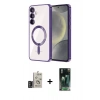 MARSİLYAN™- Galaxy S24 Kılıf Nova Işık Özel Seri - Siyah 360 Mat Full Body Arka Koruyucu + Bilvis Titan Kamera Lens - DNMR