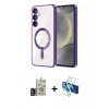 MARSİLYAN™- Galaxy S24 Kılıf Nova Işık Özel Seri - Siyah 3D Antistatik Cam Ekran Koruyucu + Bilvis Titan Kamera Lens - DNMR