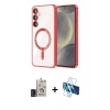 MARSİLYAN™- Galaxy S24 Kılıf Nova Işık Özel Seri - Siyah 3D Antistatik Cam Ekran Koruyucu + Bilvis Titan Kamera Lens - SH
