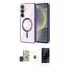 MARSİLYAN™- Galaxy S24 Kılıf Nova Işık Özel Seri - Siyah 3D Antistatik Hayalet Cam Ekran Koruyucu + Bilvis Titan Kamera Lens - TMGI
