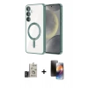 MARSİLYAN™- Galaxy S24 Kılıf Nova Işık Özel Seri - Siyah 3D Antistatik Mat Seramik Nano Ekran Koruyucu + Bilvis Titan Kamera Lens - DNMR