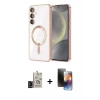 MARSİLYAN™- Galaxy S24 Kılıf Nova Işık Özel Seri - Siyah 3D Antistatik Mat Seramik Nano Ekran Koruyucu + Bilvis Titan Kamera Lens - SH