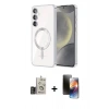 MARSİLYAN™- Galaxy S24 Kılıf Nova Işık Özel Seri - Siyah 3D Antistatik Mat Seramik Nano Ekran Koruyucu + Bilvis Titan Kamera Lens - GD