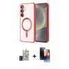 MARSİLYAN™- Galaxy S24 Kılıf Nova Işık Özel Seri - Siyah 3D Antistatik Mat Seramik Nano Ekran Koruyucu + Bilvis Titan Kamera Lens - DNMR