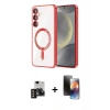 MARSİLYAN™- Galaxy S24 Kılıf Nova Işık Özel Seri - Siyah 3D Antistatik Mat Seramik Nano Ekran Koruyucu + PVD Metal Kamera Lens - GD