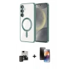 MARSİLYAN™- Galaxy S24 Kılıf Nova Işık Özel Seri - Siyah 3D Antistatik Mat Seramik Nano Ekran Koruyucu + PVD Metal Kamera Lens - GD