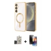 MARSİLYAN™- Galaxy S24 Kılıf Nova Işık Özel Seri - Siyah 3D Antistatik Mat Seramik Nano Ekran Koruyucu + Bilvis Titan Kamera Lens - GD
