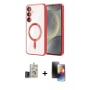 MARSİLYAN™- Galaxy S24 Kılıf Nova Işık Özel Seri - Siyah 3D Antistatik Mat Seramik Nano Ekran Koruyucu + Bilvis Titan Kamera Lens - GD