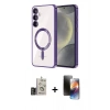 MARSİLYAN™- Galaxy S24 Kılıf Nova Işık Özel Seri - Siyah 3D Antistatik Mat Seramik Nano Ekran Koruyucu + Bilvis Titan Kamera Lens - GD