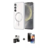 MARSİLYAN™- Galaxy S24 Kılıf Nova Işık Özel Seri - Siyah 3D Antistatik Mat Seramik Nano Ekran Koruyucu + PVD Metal Kamera Lens - GD