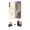 MARSİLYAN™- Galaxy S24 Kılıf Nova Işık Özel Seri - Siyah 3D Antistatik Mat Seramik Nano Ekran Koruyucu + PVD Metal Kamera Lens - GD