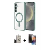 MARSİLYAN™- Galaxy S24 Kılıf Nova Işık Özel Seri - Siyah 3D Antistatik Mat Seramik Nano Ekran Koruyucu + Bilvis Titan Kamera Lens - GD
