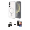 MARSİLYAN™- Galaxy S24 Kılıf Nova Işık Özel Seri - Siyah 3D Antistatik Mat Seramik Nano Ekran Koruyucu + PVD Metal Kamera Lens - SH
