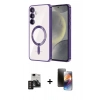 MARSİLYAN™- Galaxy S24 Kılıf Nova Işık Özel Seri - Siyah 3D Antistatik Mat Seramik Nano Ekran Koruyucu + PVD Metal Kamera Lens - DNMR