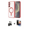 MARSİLYAN™- Galaxy S24 Kılıf Nova Işık Özel Seri - Siyah 3D Antistatik Mat Seramik Nano Ekran Koruyucu + PVD Metal Kamera Lens - SH
