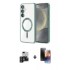 MARSİLYAN™- Galaxy S24 Kılıf Nova Işık Özel Seri - Siyah 3D Antistatik Mat Seramik Nano Ekran Koruyucu + PVD Metal Kamera Lens - SH