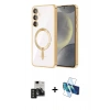 MARSİLYAN™- Galaxy S24 Kılıf Nova Işık Özel Seri - Siyah 3D Antistatik Seramik Nano Ekran Koruyucu + PVD Metal Kamera Lens - TNGI