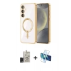 MARSİLYAN™- Galaxy S24 Kılıf Nova Işık Özel Seri - Siyah 3D Antistatik Seramik Nano Ekran Koruyucu + Bilvis Titan Kamera Lens - SH