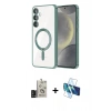 MARSİLYAN™- Galaxy S24 Kılıf Nova Işık Özel Seri - Siyah 3D Antistatik Seramik Nano Ekran Koruyucu + Bilvis Titan Kamera Lens - SH