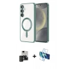 MARSİLYAN™- Galaxy S24 Kılıf Nova Işık Özel Seri - Siyah 3D Antistatik Seramik Nano Ekran Koruyucu + PVD Metal Kamera Lens - SH